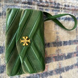Tory Burch Green Quilted Leather Crossbody Bag